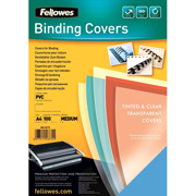 FELLOWES TAPA PVC 180M A4 AZUL TRANSPARENTE 100-PACK 5377101